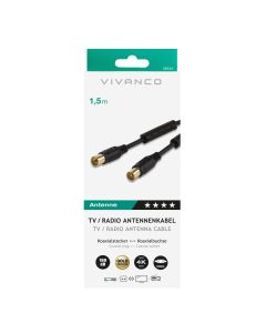 Cable Antena Coaxial Vivanco 100Db 1.5M Apto para dispositivos UHD, 4K y televisores HDR